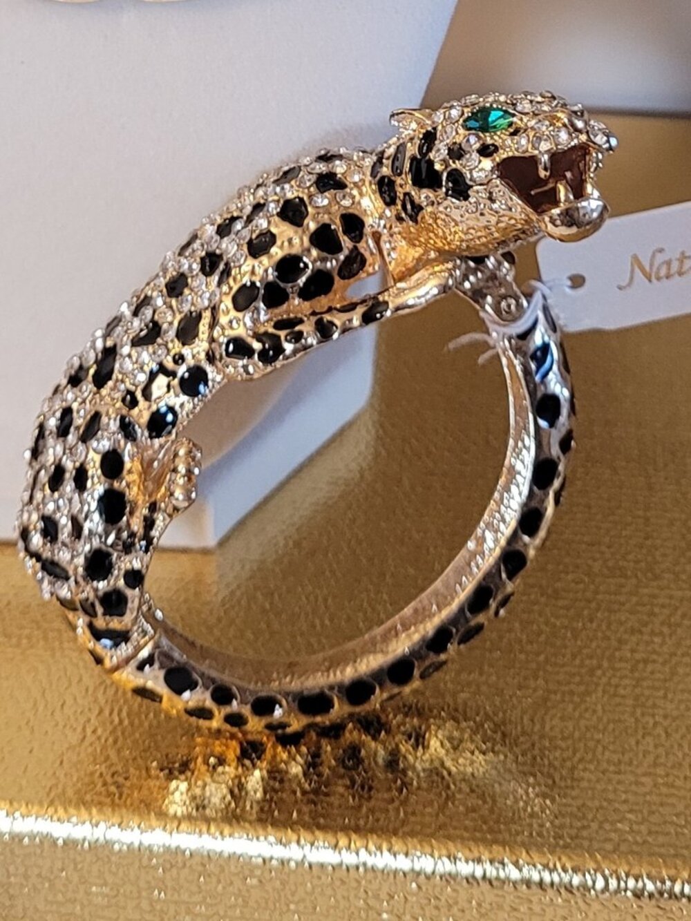 Stunning Fearless and Majestic Tiger Bracelet. Gold-Tone. Sparkly. Natasha. New.